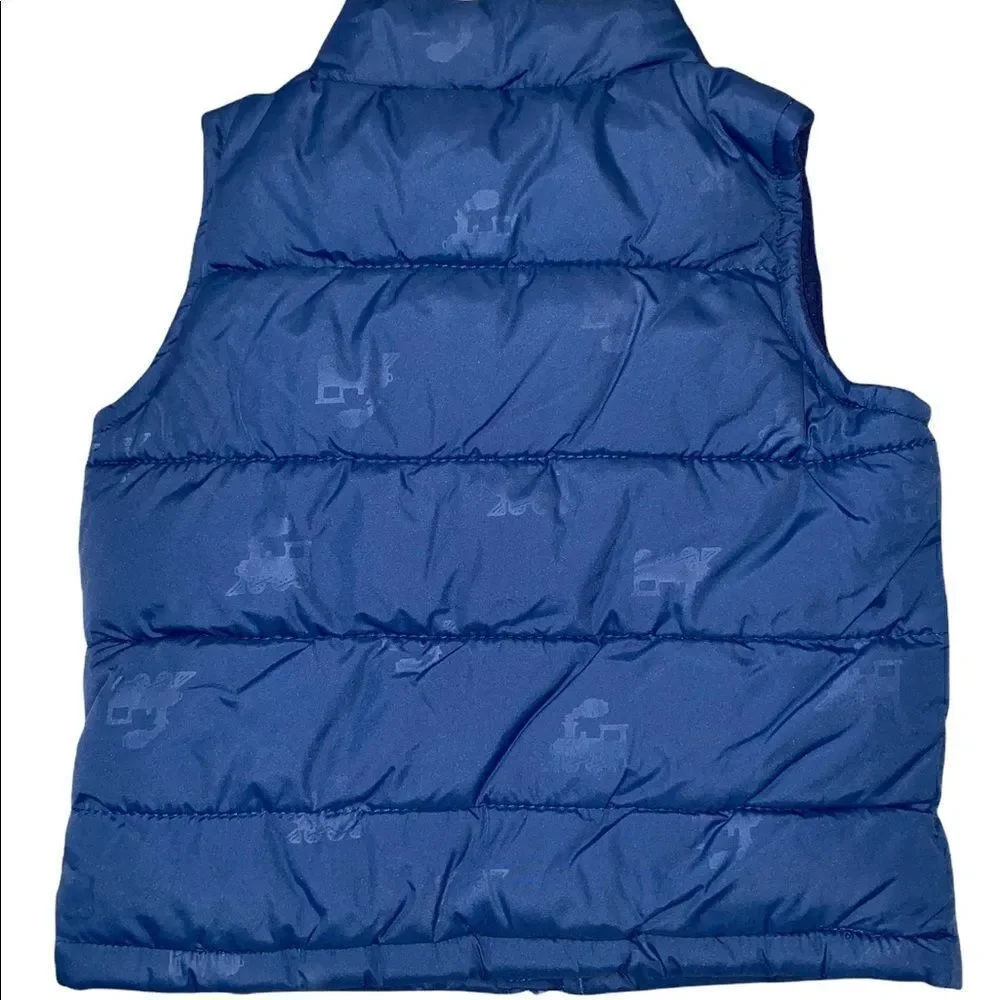 Gymboree Blue Train Puffer Vest Water Resistant Toddler Boy 12-24 Months NWT
